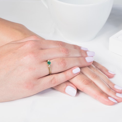 Pierścionek Secret Garden: złoty, szmaragd